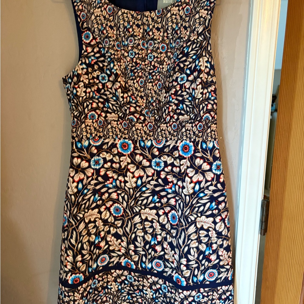 Maeve/Anthropologie Floral Sleeveless Dress - Navy and Multicolor